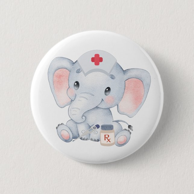 Niedlich Elephant Nurse Button (Vorderseite)