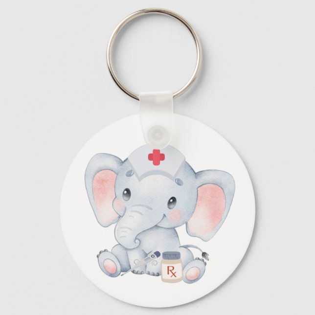 Niedlich Elephant Nurse Schlüsselanhänger (Vorderseite)