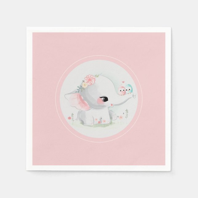 Niedlich Elephant Pink Baby Dusche Serviette (Vorderseite)
