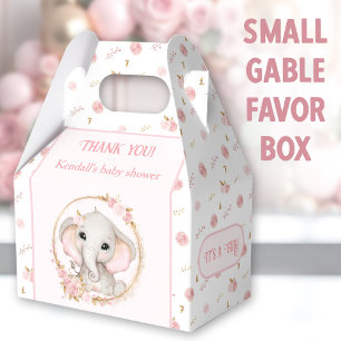 Niedlich Elephant Pink Blume Kinderdusche Geschenkschachtel