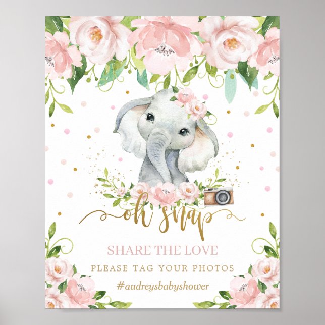 Niedlich Elephant Pink Blüte Oh schlucken Teilen S Poster (Vorne)