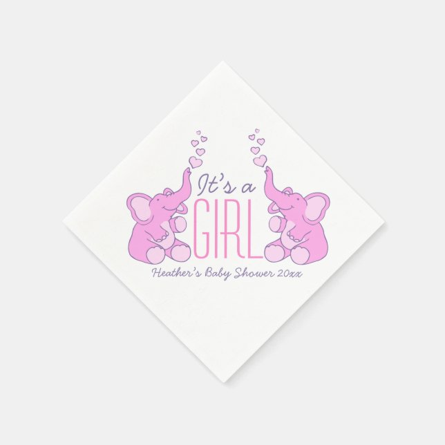 Niedlich Elephant pink mit Babydusche Serviette (Ecke)