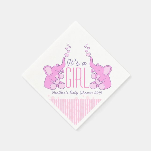 Niedlich Elephant pink mit Babydusche Serviette (Ecke)