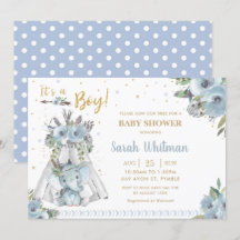 Niedlich Elephant Tribal Blue Gold Boy Baby Dusche