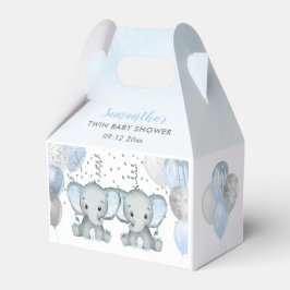Niedlich Elephant Twin Boys Balloon Babydusche Geschenkschachtel