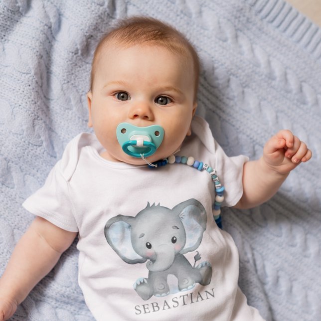 Niedlich Elephant Watercolor Baby Boy Strampler (Cute Elephant Watercolor Baby Boy Baby Bodysuit)