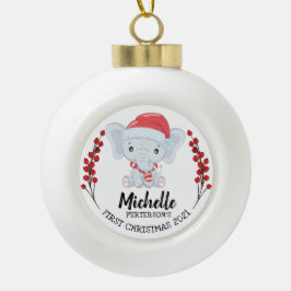 Niedlich Elephant Winter Holiday Baby's 1. Weihnac Keramik Kugel-Ornament