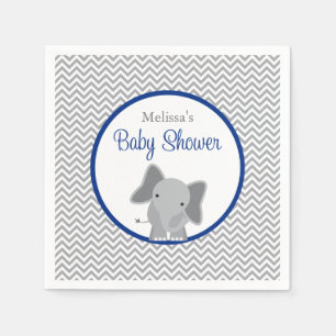 Niedlich Elephant Zickzack Navy Blue Baby Dusche Serviette