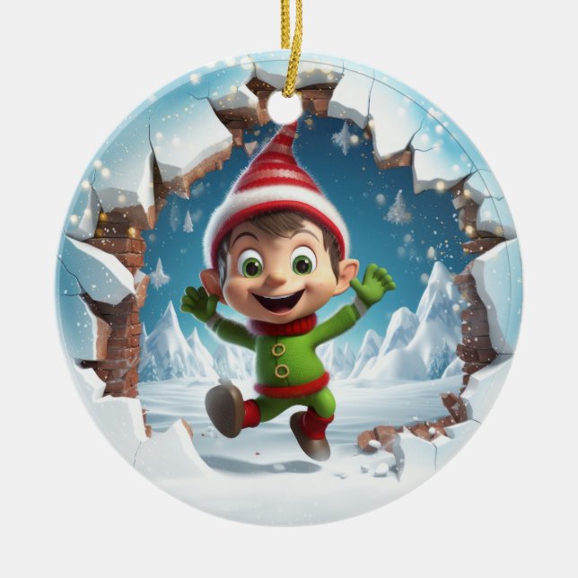 Niedlich Elf 3D Keramik Ornament (Vorne)
