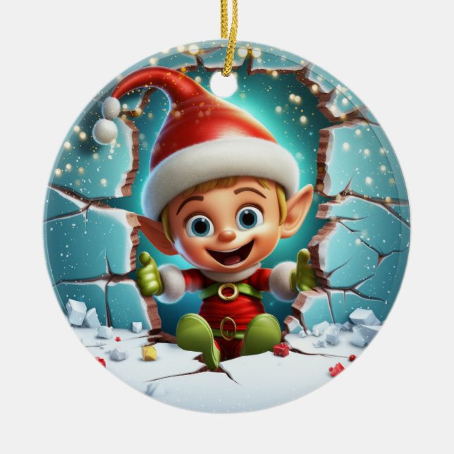 Niedlich Elf 3D Keramik Ornament (Vorne)
