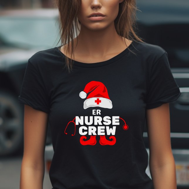 Niedlich Elf ER Nurse Weihnachtsfeier Crew T-Shirt (Von Creator hochgeladen)