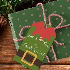 Niedlich Elf Kostüm Red Green Brown Name Weihnacht Geschenkanhänger