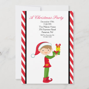 Niedlich Elf mit einem Party zu Weihnachten Einlad Einladung