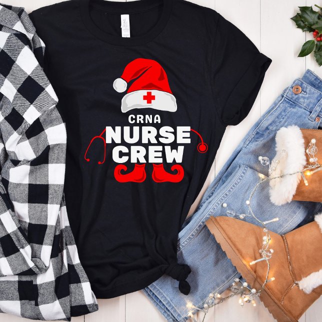 Niedlich Elf Nurse CRNA Crew T - Shirt (Von Creator hochgeladen)