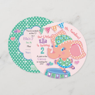 Niedlich Elle Elephant, 2. Geburtstag, Circus Part Einladung