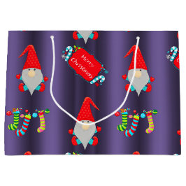Niedlich Elves Blue Christmas Große Geschenktüte
