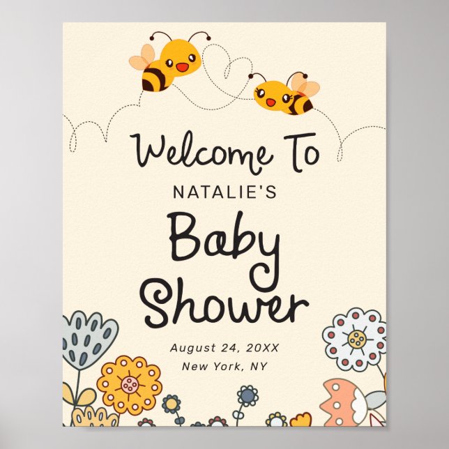 Niedlich Empfang: Reveal Baby Shower Poster (Vorne)