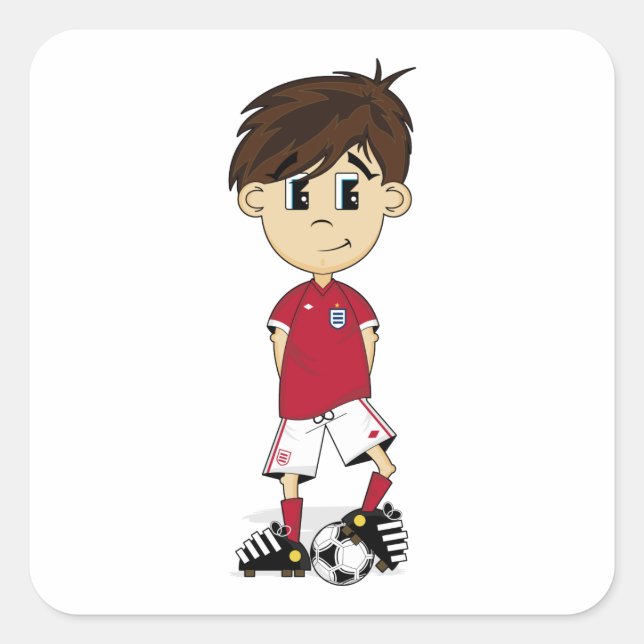 Niedlich England Fußball-Boy-Aufkleber Quadratischer Aufkleber (Vorderseite)