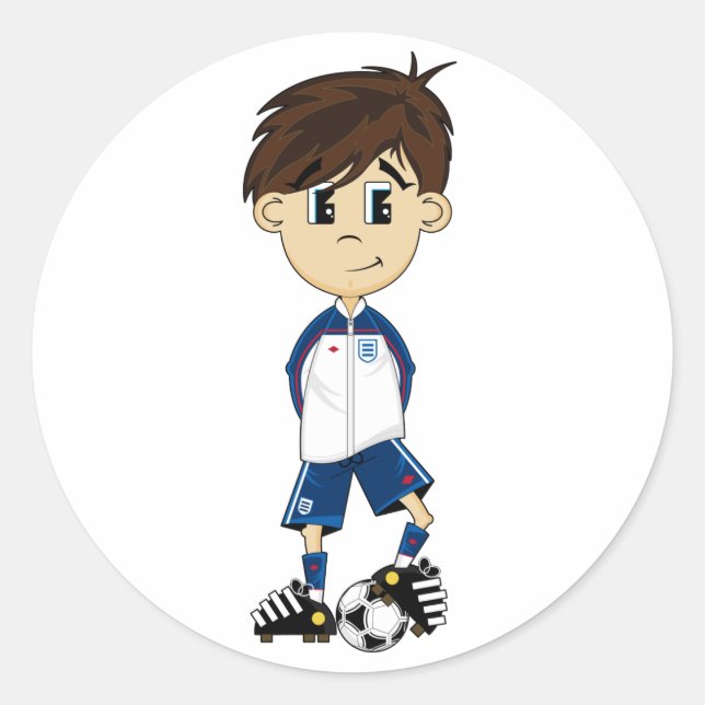 Niedlich England Fußball-Boy-Aufkleber Runder Aufkleber (Vorderseite)