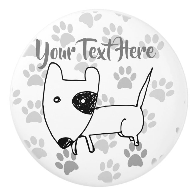 Niedlich English Bull Terrier Keramikknauf (Vorderseite)