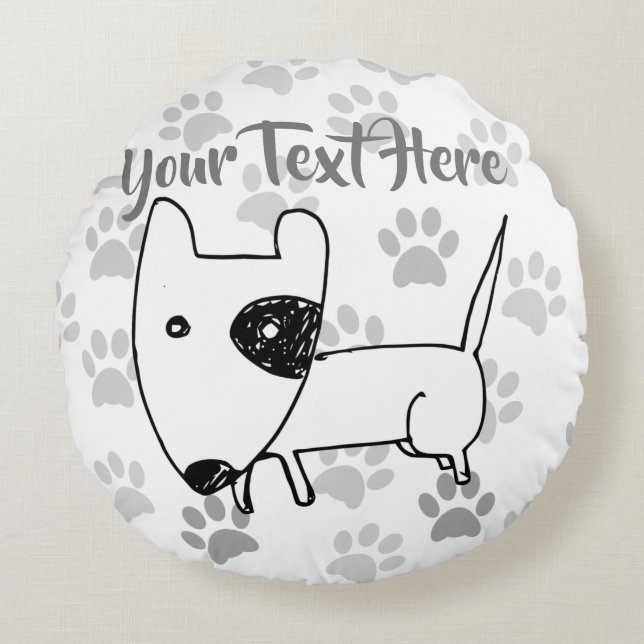 Niedlich English Bull Terrier Rundes Kissen (Vorderseite)
