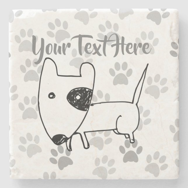 Niedlich English Bull Terrier Steinuntersetzer (Vorderseite)