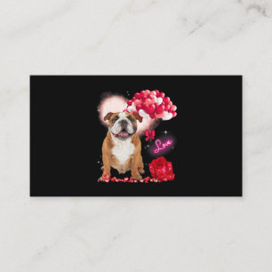 Niedlich English Bulldog Balloon Valentinstag Visitenkarte