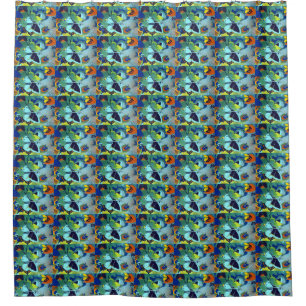 Niedlich entworfene Blauschmetterlingskollage gedr Duschvorhang