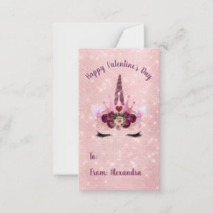 Niedlich erröten rosa Party Unicornvalentines Mitteilungskarte