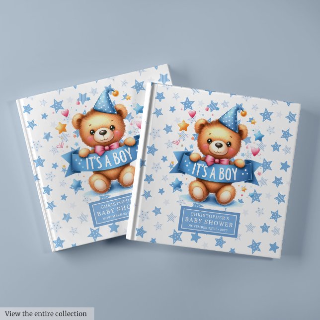 Niedlich Es ist eine Kinderbärendusche Gästebuch (Cute It’s a boy teddy bear guest book baby shower)