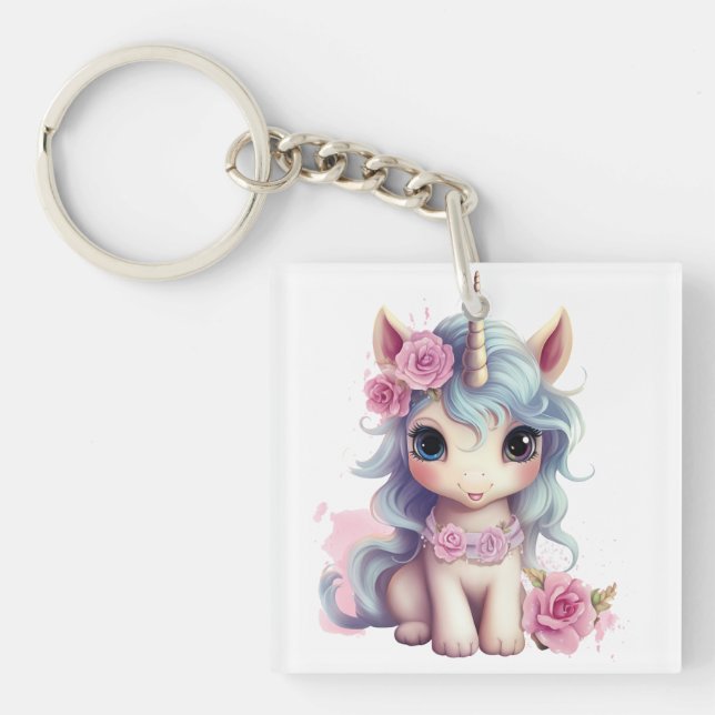 Niedlich Fairy Baby Unicorn Sparkling Fantasy Schlüsselanhänger (Vorderseite)