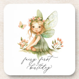 Niedlich Fairy First Geburtstag Getränkeuntersetzer