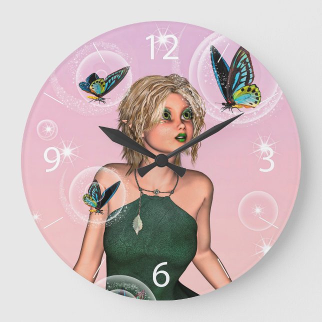 Niedlich Fairy Große Wanduhr (Vorderseite)