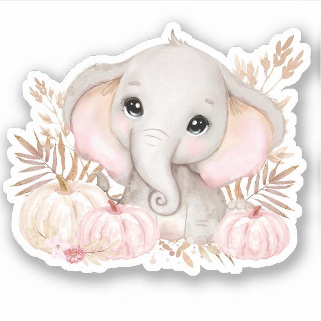 Niedlich Fall Elephant Vinyl Sticker (Vorderseite)