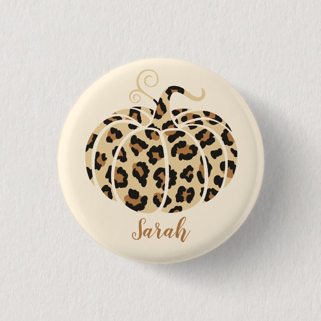 Niedlich Fall Leopard Pumpkin Halloween Cheetah Pr Button (Vorderseite)