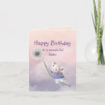 Niedlich Fantasy Birthday Sister Mouse Dandelion  Karte<br><div class="desc">Die niedliche Fantasiemäuse hat einen Lüster weggeblasen.  Eine tolle Geburtstagskarte für die Schwester,  die Fantasie,  Tiere,  Mäuse,  Lüster Liebe</div>