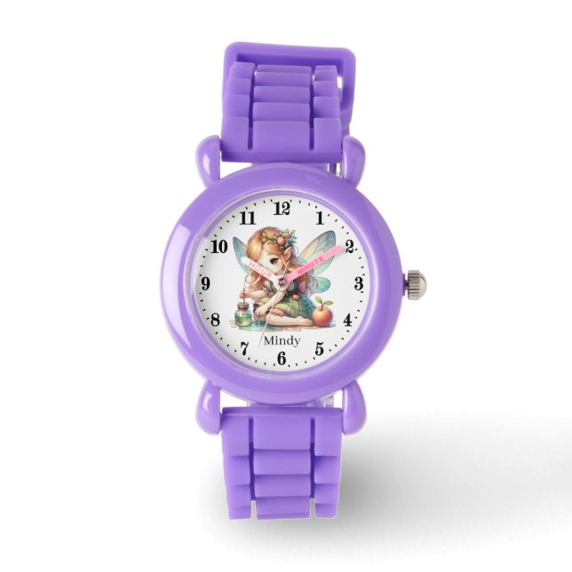 Niedlich Fantasy Fee Name hinzufügen Armbanduhr (Vorderseite)