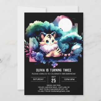 Niedlich Fantasy Tiger Geburtstag Einladung