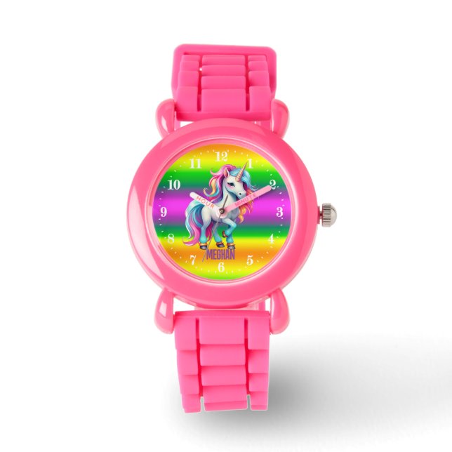 niedlich Fantasy Unicorn geben Mädchen Namen Armbanduhr (Vorderseite)