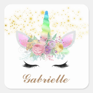 niedlich Fantasy Unicorn hinzufügen Name Aufkleber