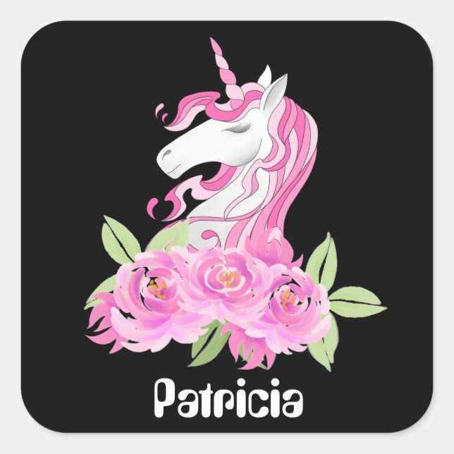 Niedlich Fantasy Unicorn hinzufügen Name Aufkleber (Vorderseite)
