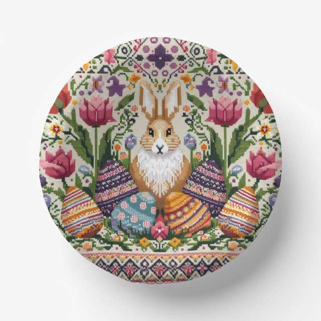 Niedlich/farbenfroh Frühjahr/Ostermesse Pappteller (Vorderseite)