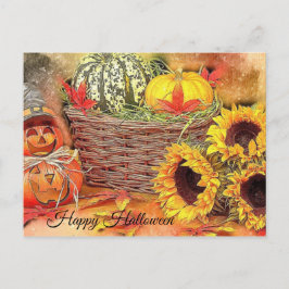 Niedlich, farbenfroh, pumkin, Halloween Postkarte