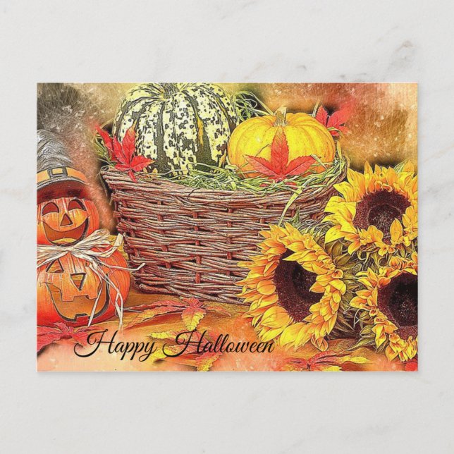 Niedlich, farbenfroh, pumkin, Halloween Postkarte (Vorderseite)