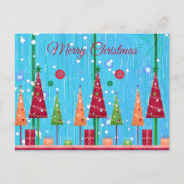 Niedlich, farbenfroh, Weihnachtsbäume, Weihnachten Postkarte