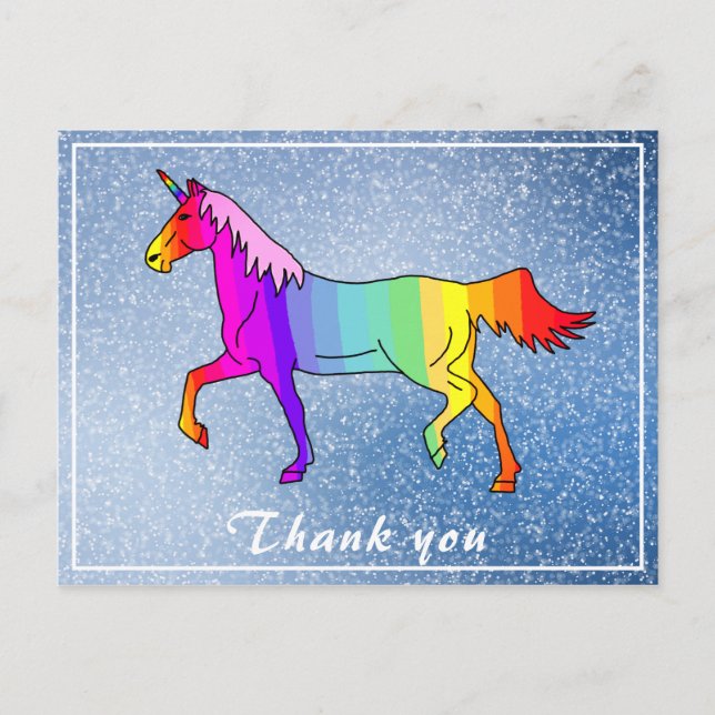 Niedlich farbenfrohe Einhorn Girl Birthday Vielen  Postkarte (Vorderseite)