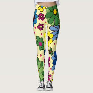 Niedlich-farbig-blumengelb Leggings