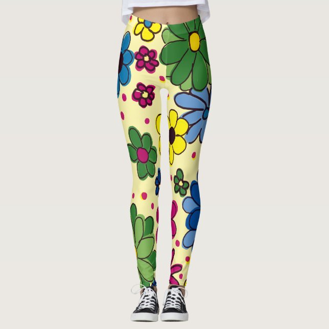 Niedlich-farbig-blumengelb Leggings (Vorderseite)