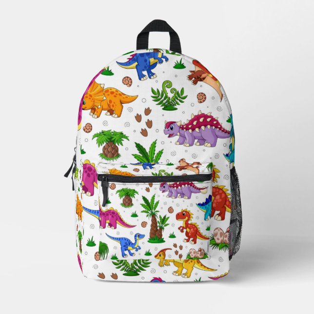 Niedlich-farbiges blaugrünes Muster Dinosaurier Bedruckter Rucksack (Vorderseite)