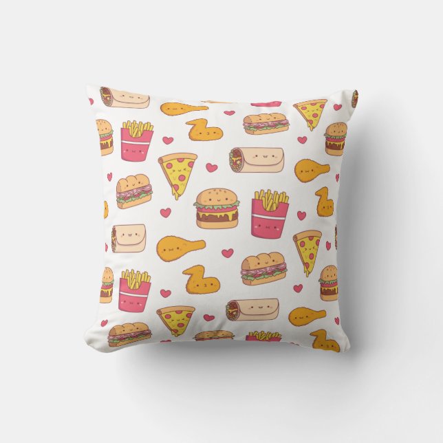 Niedlich Fast Food Burrito Pizza Sandwich Burger F Kissen (Vorderseite)